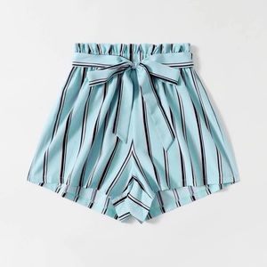 Blue stripped flowy shorts